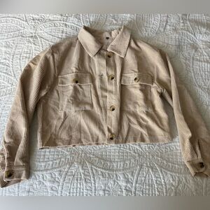 Tan Cropped Corduroy Women's Jacket